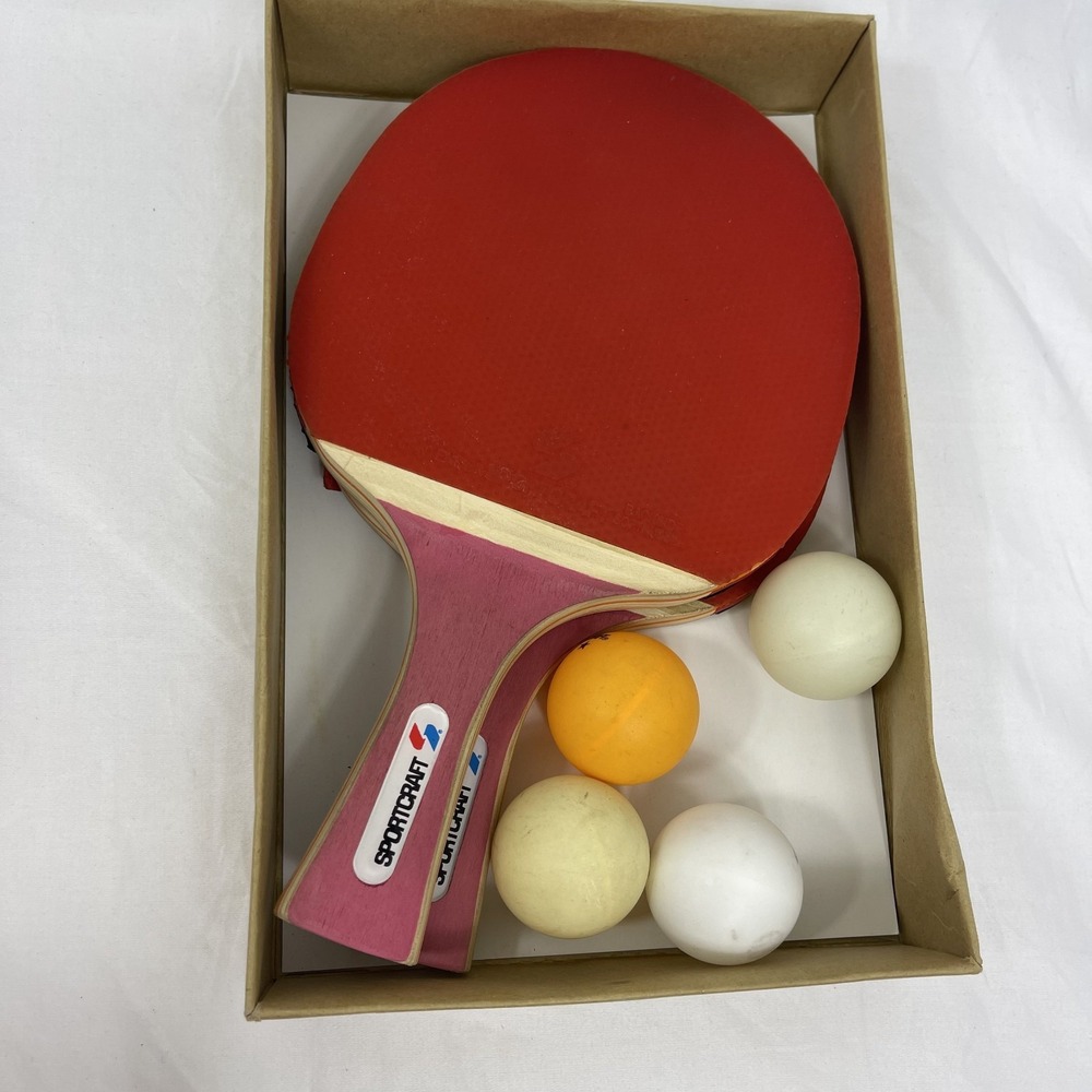 2 Sportcraft Contender Table Tennis Ping Pong Paddles & 4 balls - Black & Red‎